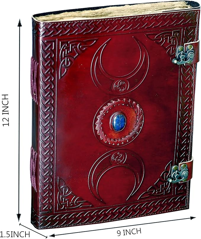 cuero 3 Moon Blue Lapiz Embossed Vintage Leather Journal | 240 Pages of Antique - Image 3