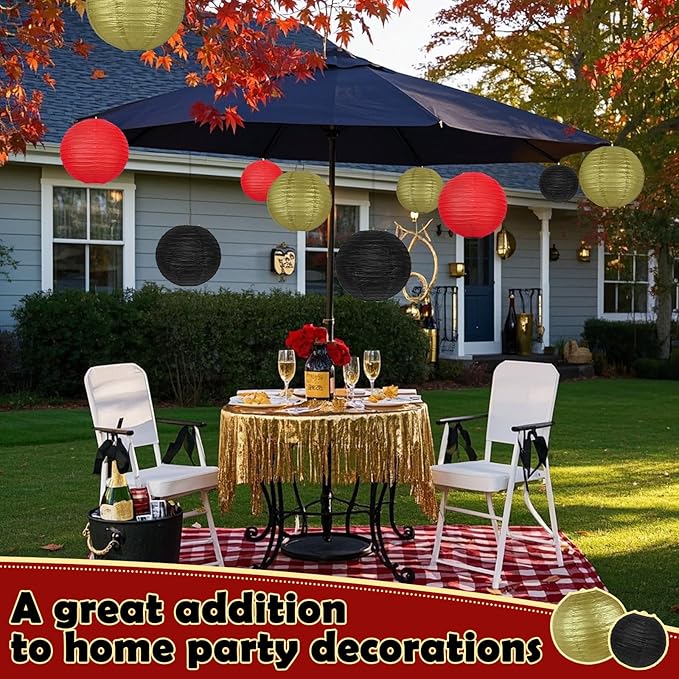 12Pcs Round Paper Lanterns Assorted Sizes - Image 7