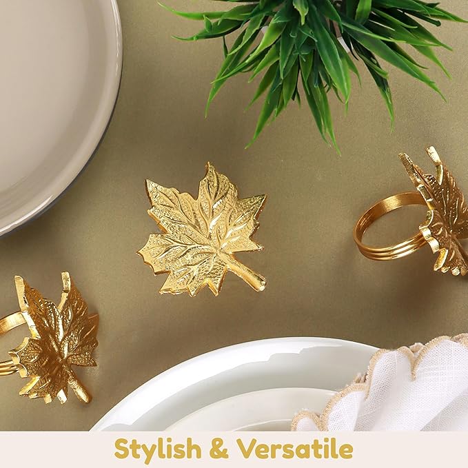 Set of 12 Maple Leaf Napkin Rings - Image 7