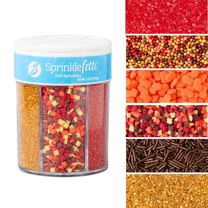 Sweets Indeed Sprinklefetti Fall 6-Cell Sprinkle Jar – 6 Assorted Fall by SweetsIndeed
