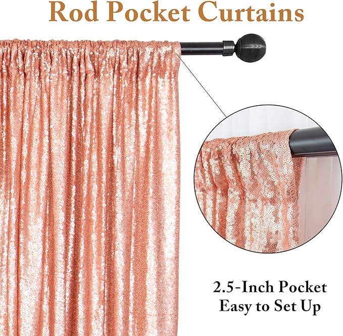 ShiDianYi Blush Curtain Backdrop 4FTx6FT Sequin Photo Backdrops Sparkle Curtains - Image 3