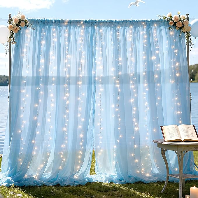 10×10ft Tulle Backdrop Curtains by Ledido