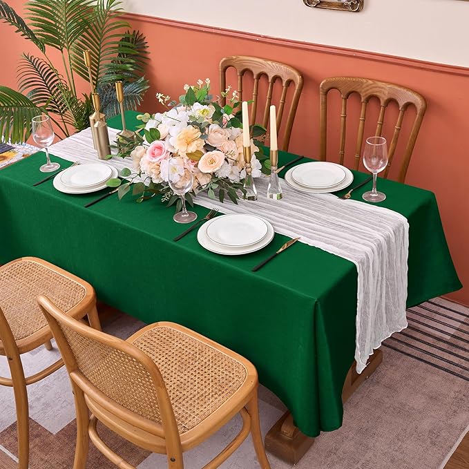 Fitable Faux Linen Christmas Tablecloths 2 Pack, Burlap Textured Table Cloth - Image 8