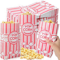 200 Pcs Paper Popcorn Bags Bulk 2 oz Large Flat Bottom Boxes Red and White by Leinuosen