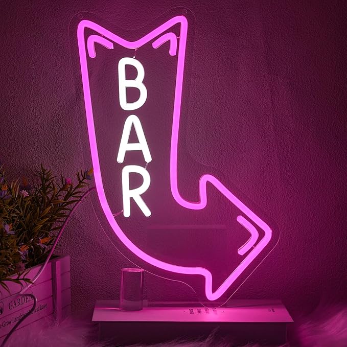 Bar Neon Sign for Wall Decor Arrow Neon Light Pink LED Neon Sign Letter Led by Xixkilly