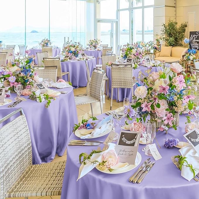 10 Pack Lavender Round Tablecloths - Image 7