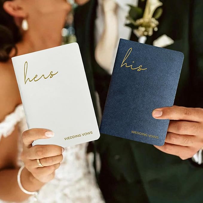 Vow Books His and Hers Wedding Vow Books wtih Soft Touch Gold Foil Engraving - Image 6
