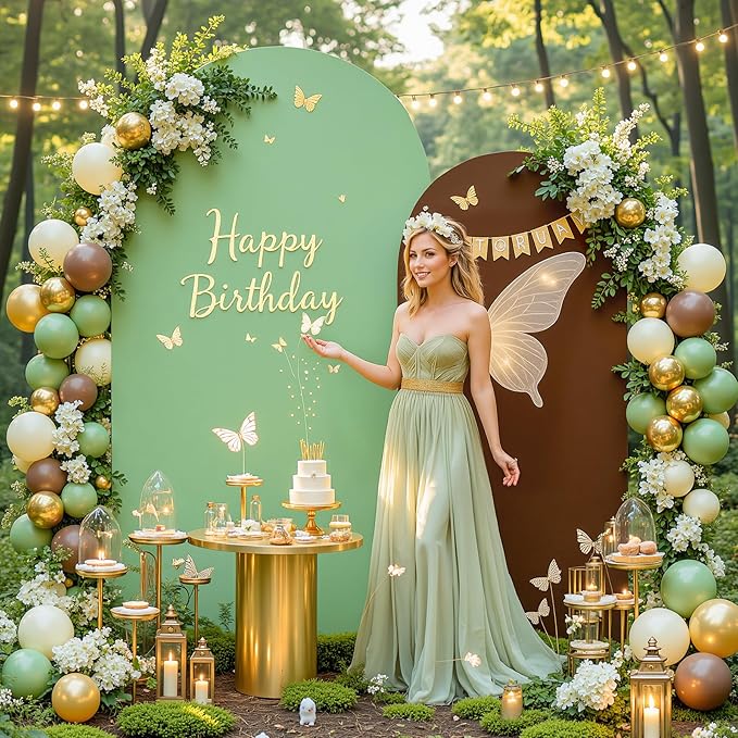 Brown Green Arch Backdrop Cover - Image 3