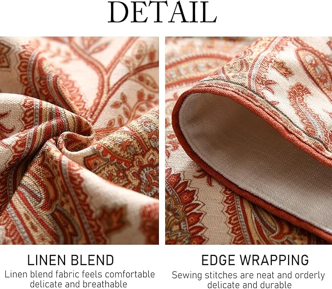 ISAENNE Designer Elegant Red Linen Table Runner 102 Inches Long, Vintage - Image 4