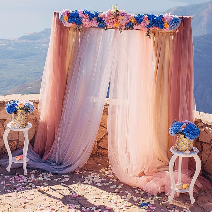10x10 Dusty Rose Tulle Backdrop Curtains - Image 3