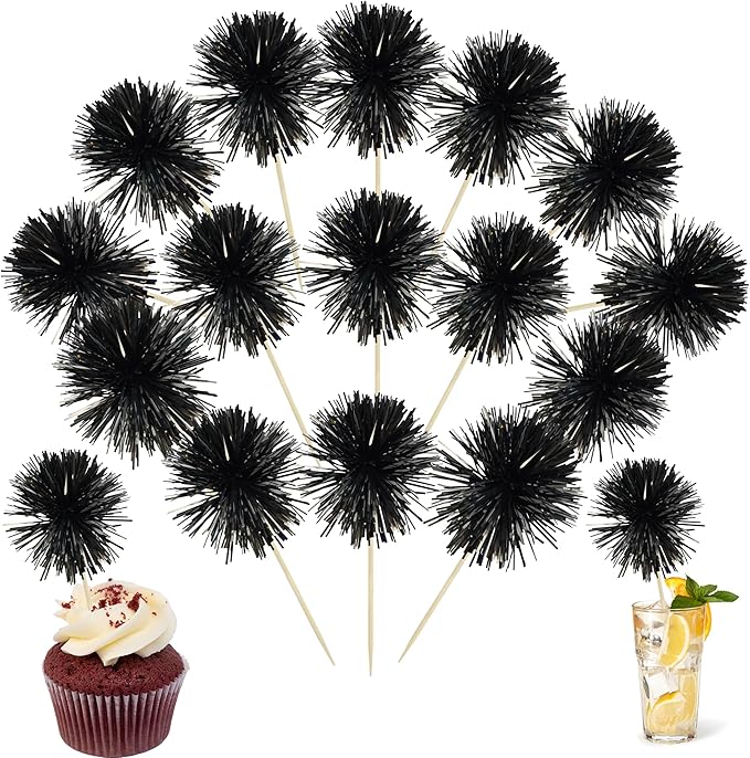 Ephlyn 30Pcs Foil Firework Cupcake Toppers Sparkle Tinsel Cupcake Picks Happy by Ephlyn