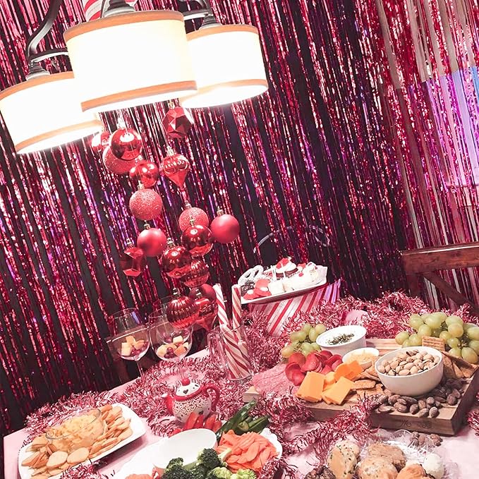PartyWoo Foil Fringe Curtains, Fringe Backdrop, Party Backdrop Curtain - Image 4