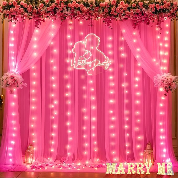 Hot Pink Tulle Backdrop Curtain - Image 2