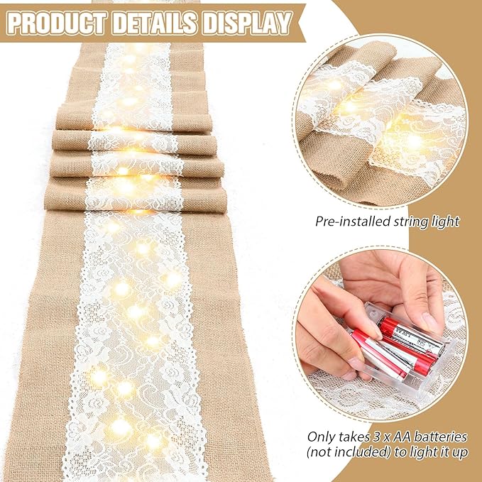 Xinnun 6 Pcs Burlap Table Runner - Image 3