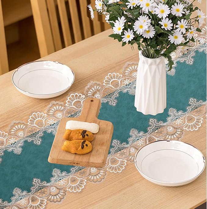 Vintage Lace Dining Table Runner, 120 Inches Floral Coffee Table Runners - Image 3