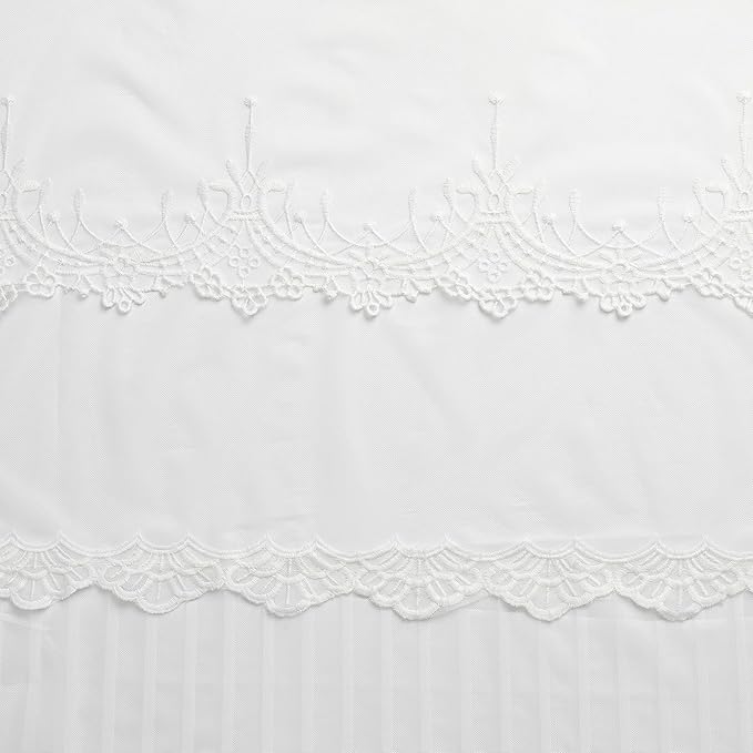 VISIONTEX White Sheer Voile Curtains, Decorative White Embossed European Rod - Image 7