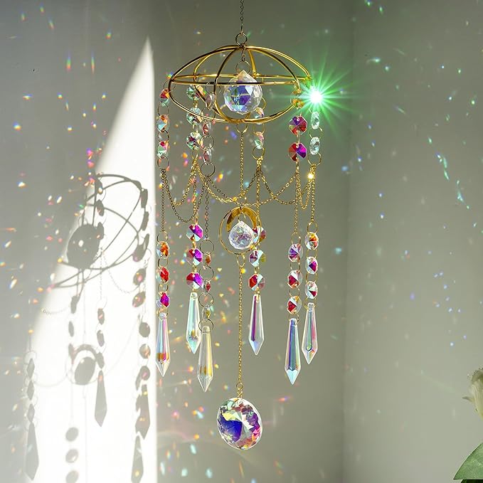 H&D HYALINE & DORA Colored Prisms Crystal Suncatcher Gold Window Sun Catcher by HDHYALINEDORA