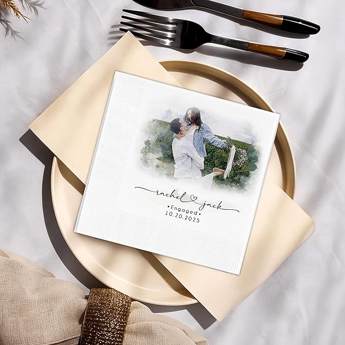 Luxury Personalized Wedding Napkins, Custom Photo Napkins - Image 6