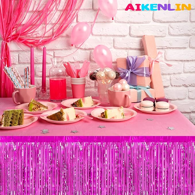 6 Pack 29x108 Inch Metallic Foil Fringe Tinsel Table Skirts Banner - Image 5