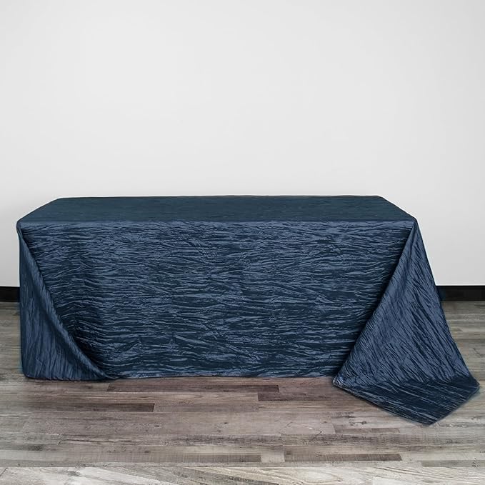 YOUR CHAIR COVERS - 6 ft - 90 x 132 Inch Navy Blue Rectangular Crinkle Taffeta - Image 2