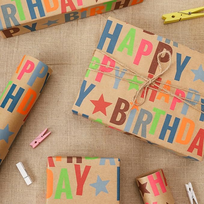 LaRibbons Birthday Wrapping Paper Roll - Image 4