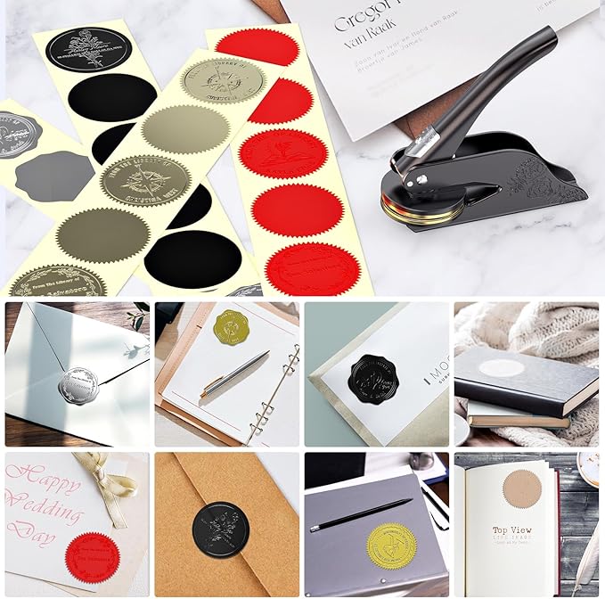 Book Embosser Personalized Custom Embosser Stamp Your Own Text or Logo Design - Image 5