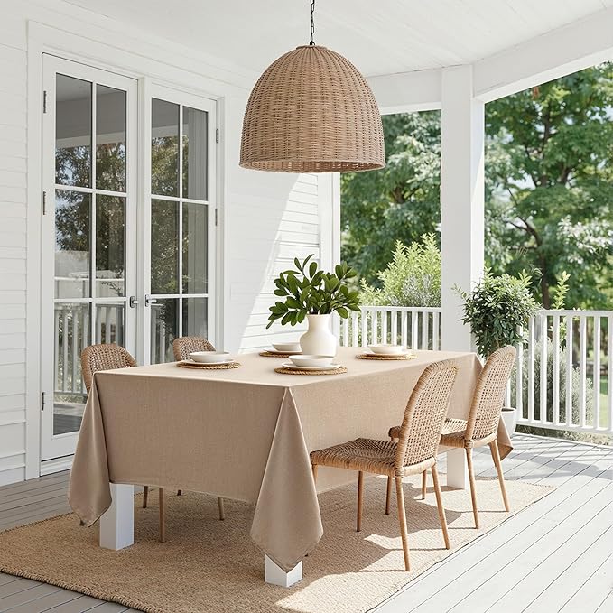 MIULEE Brown Linen Tablecloth 60x104 Inch Rectangle Table Cloth Waterproof - Image 8