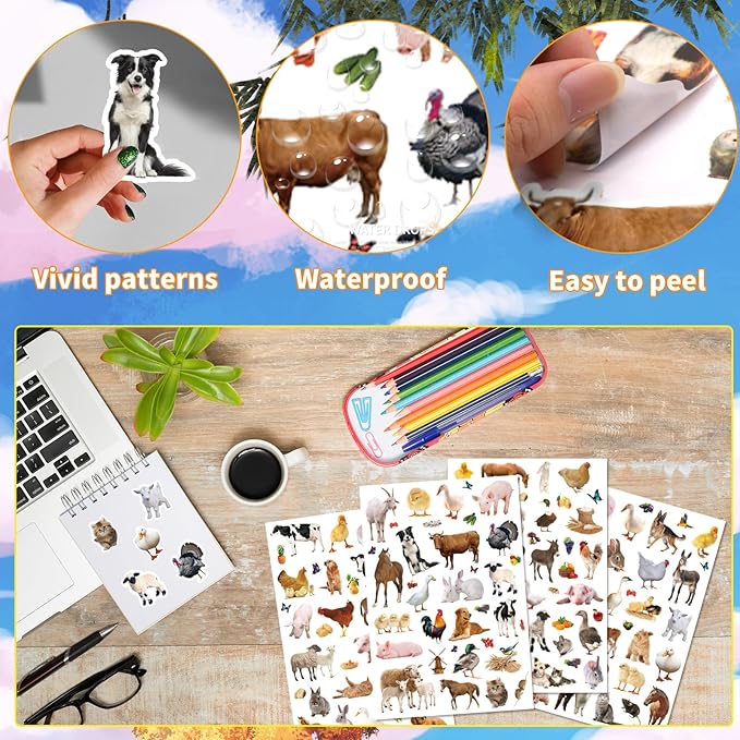 Farm Animals Stickers 720 Count Farm Animal Barnyard Cow Sheep Chicken Stickers - Image 3