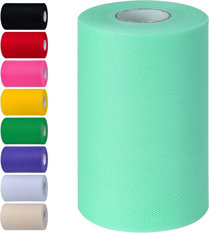 Beige Green Tulle Fabric Rolls 6 Inch by 100 Yards Tulle Roll Spool Fabric by Unknown