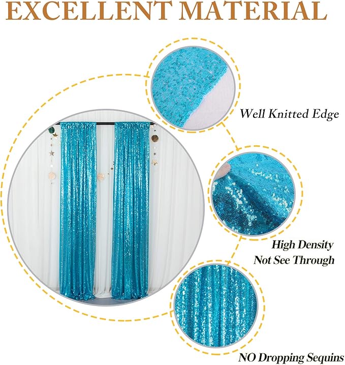 ShinyBeauty Sequin Curtains 4 Panels - Image 3