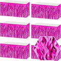 6 Pack 29 x108 Inch Rose Red Wave Foil Fringe Table Skirts Metallic Banner by Ferwzsr