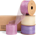 Vitalizart Organza Ribbon 1.5" x 30 Yd Lavender Purple & Cream White Sheer by Vitalizart
