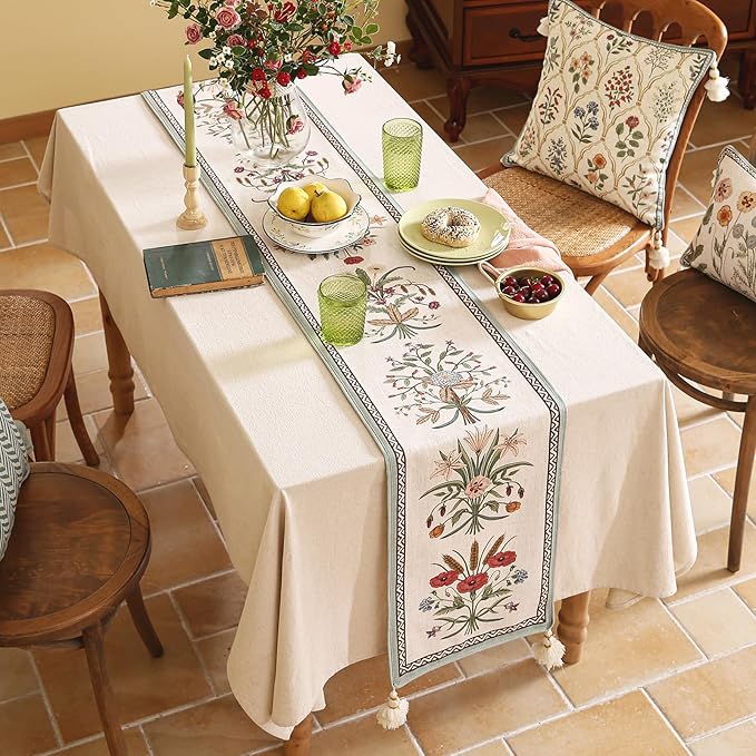 ISAENNE Designer French Country Linen Table Runner 71 Inches Long, Elegant - Image 7