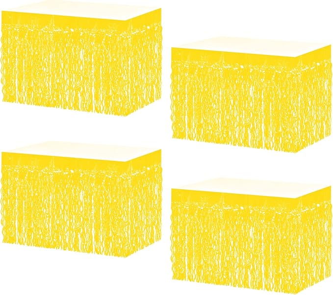 4P Wavy Metallic Tinsel Foil Fringe Table Skirts by Unknown