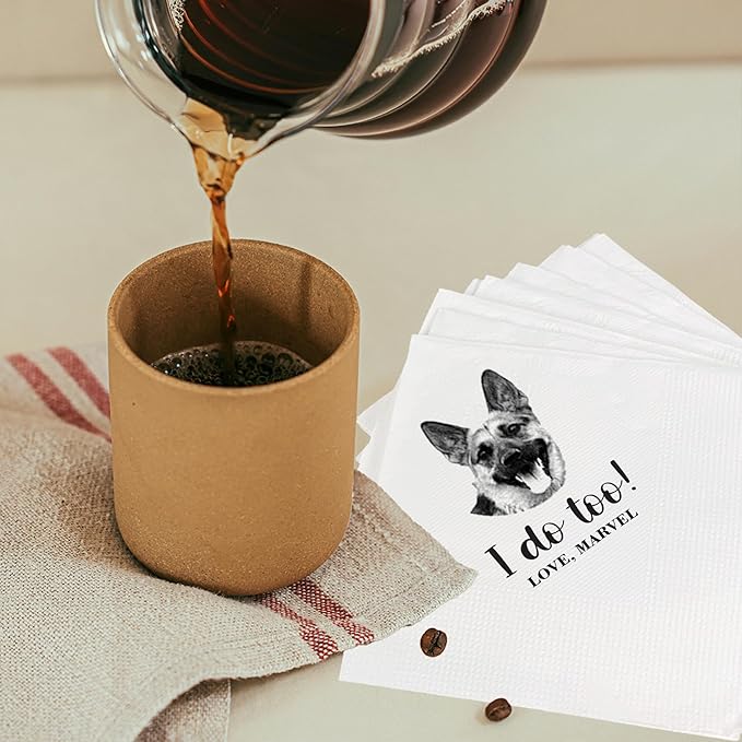 Luxury Personalized Dog Wedding Napkins, Personalized Photo Napkins - Image 4