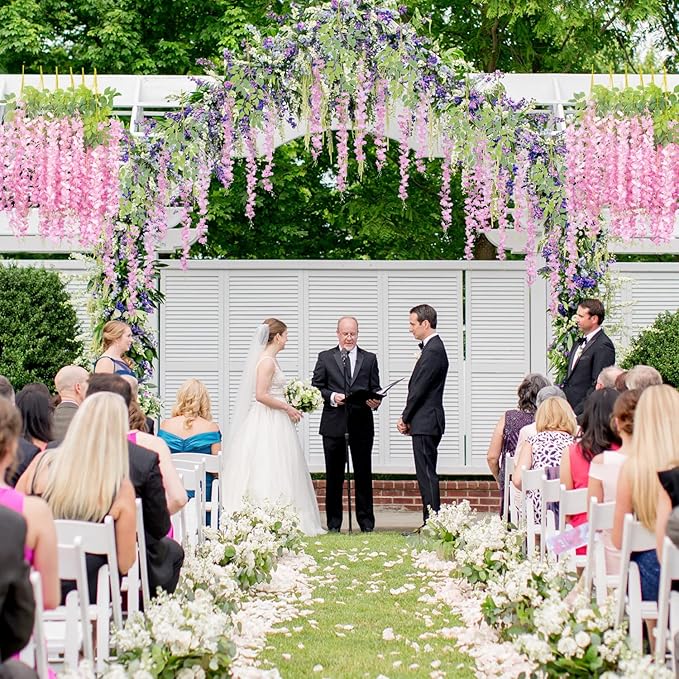 24 Pack Artificial Fake Wisteria Vine Ratta Hanging Garland Silk Flowers String - Image 7
