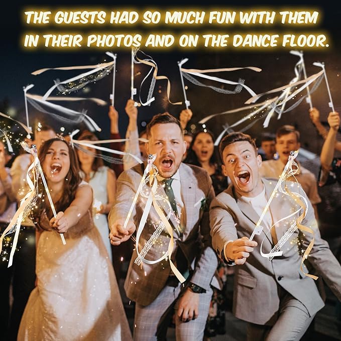 200 PCS Wedding Wands with Lights, Fairy Wands, LED Silk Fairy Wand with Bells - Image 6