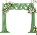 VACVELT Wedding Arch Draping Fabric Sage Green Chiffon, 2 Panels Sheer Drapes by VACVELT