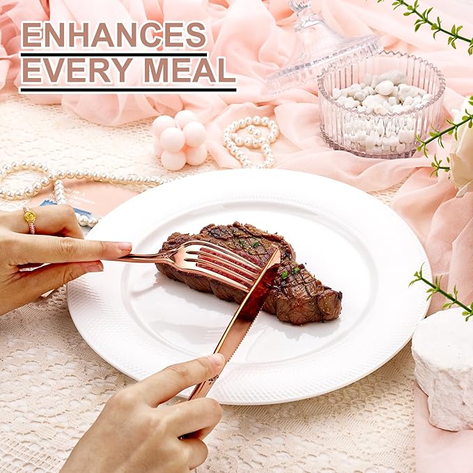 40PCS Rose Gold Plastic Silverware - Image 9