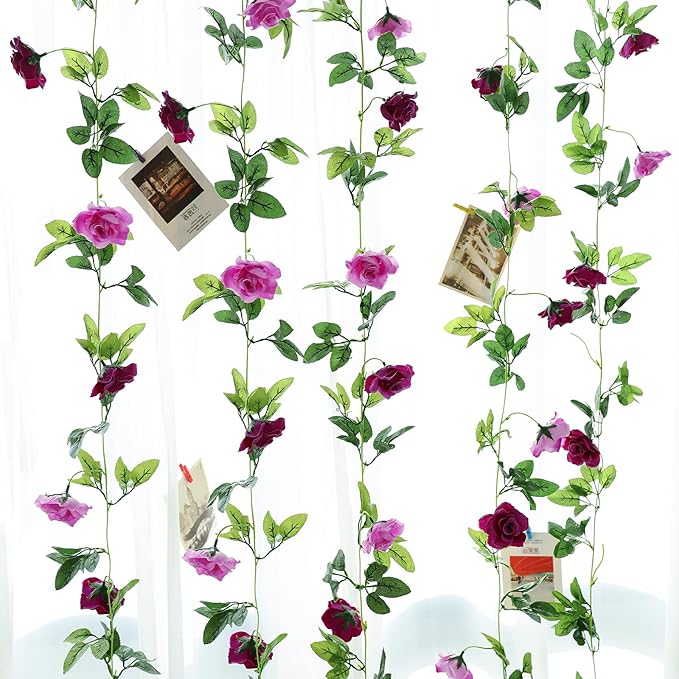 Floweroyal 2 Pack Artificial Flower Garlands 15.8FT Fake Rose Vines Silk - Image 5