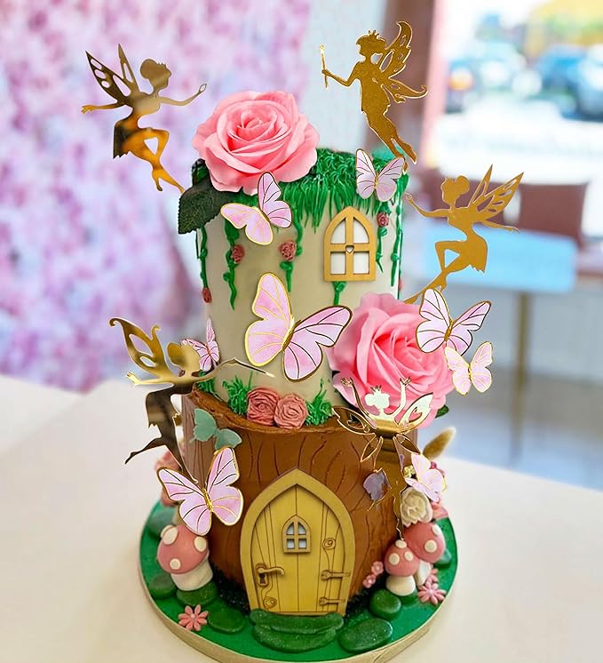 JeVenis Pink Fairy Cake Decoration Mushroom Cake Decoration Fairy Cake - Image 4
