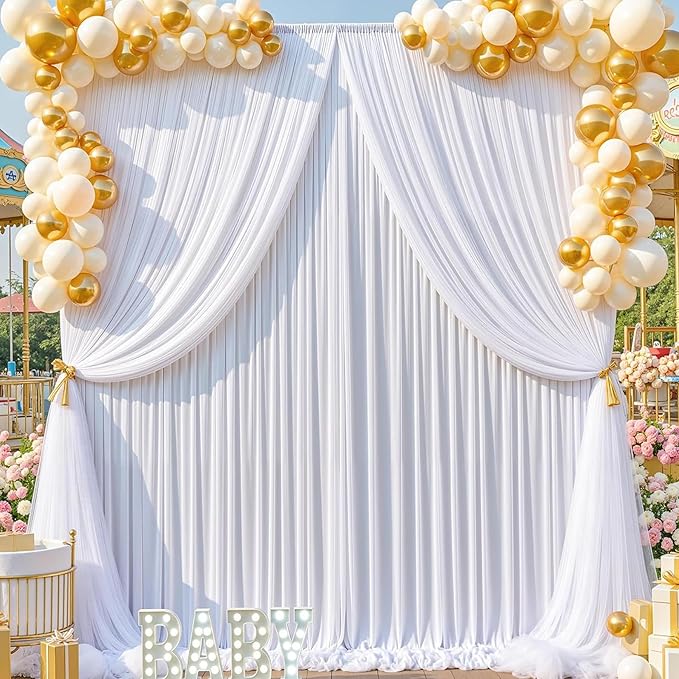 10ft x 15ft White Wrinkle Free Backdrop Curtains - Image 6