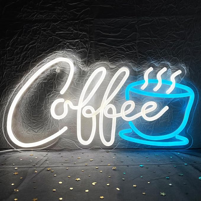 Coffee Neon Sign Led Wall Art Decor Coffee Bar Sign Light Up by Keello