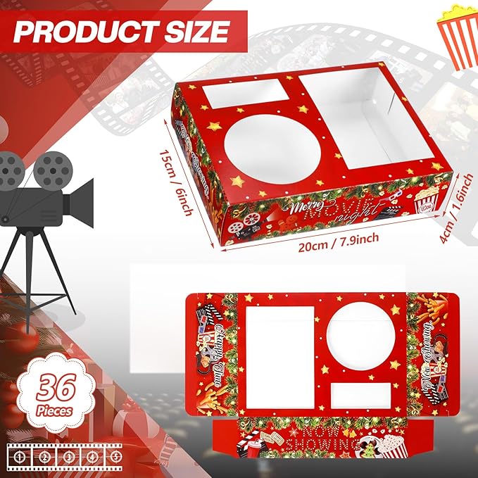 Faccito 36 Pcs Movie Night Snack Trays Movie Theater Snack Boxes Night Supply - Image 2