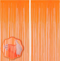 2 Pack Orange Foil Fringe Backdrop Curtains, Tinsel Streamers Birthday Party by Voircoloria