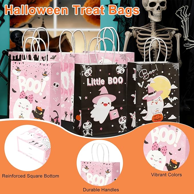 24 Pcs Halloween Paper Gift Bags, 6 Styles Halloween Goodie Bags - Image 5