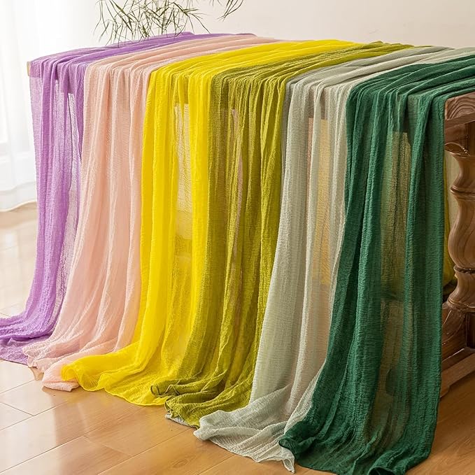 Forest Green Gauze Rustic Cheesecloth Table Runner 120 Inch 10 FT - Image 6