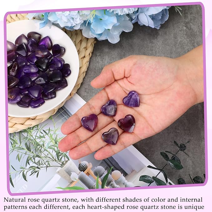 Gerrii 50 Pcs Heart Healing Stone Bulk Quartz Heart Inspirational Stones Gift - Image 4