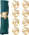 Gold Leaf Napkin Rings Set of 8, Metal Material by ZYDSUBGS