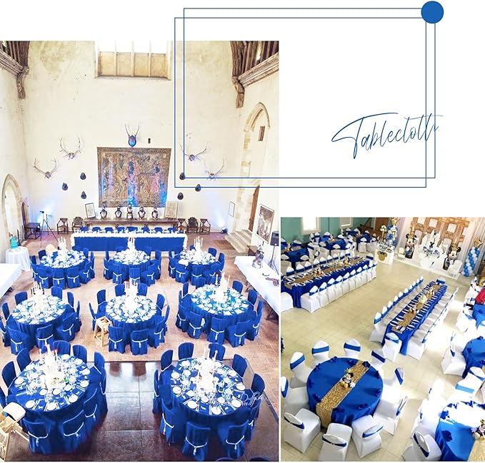 Fani 12 Pack 90 Inch Royal Blue Polyester Round Tablecloth, Stain and Wrinkle - Image 5